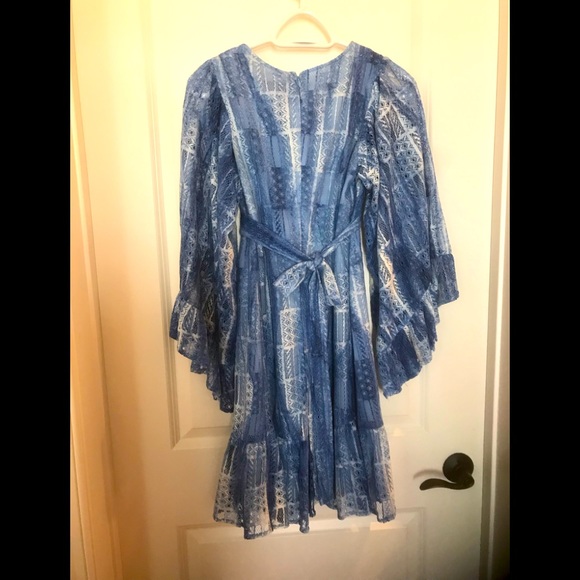 Betsey Johnson Denim-Blue Patchwork-Look Boho Dress - Picture 2 of 5